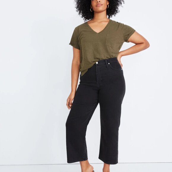 Madewell Slim Wide Leg Crop Jeans - Lunar Wash Black, High Waist - Size 24W - Picture 9 of 11